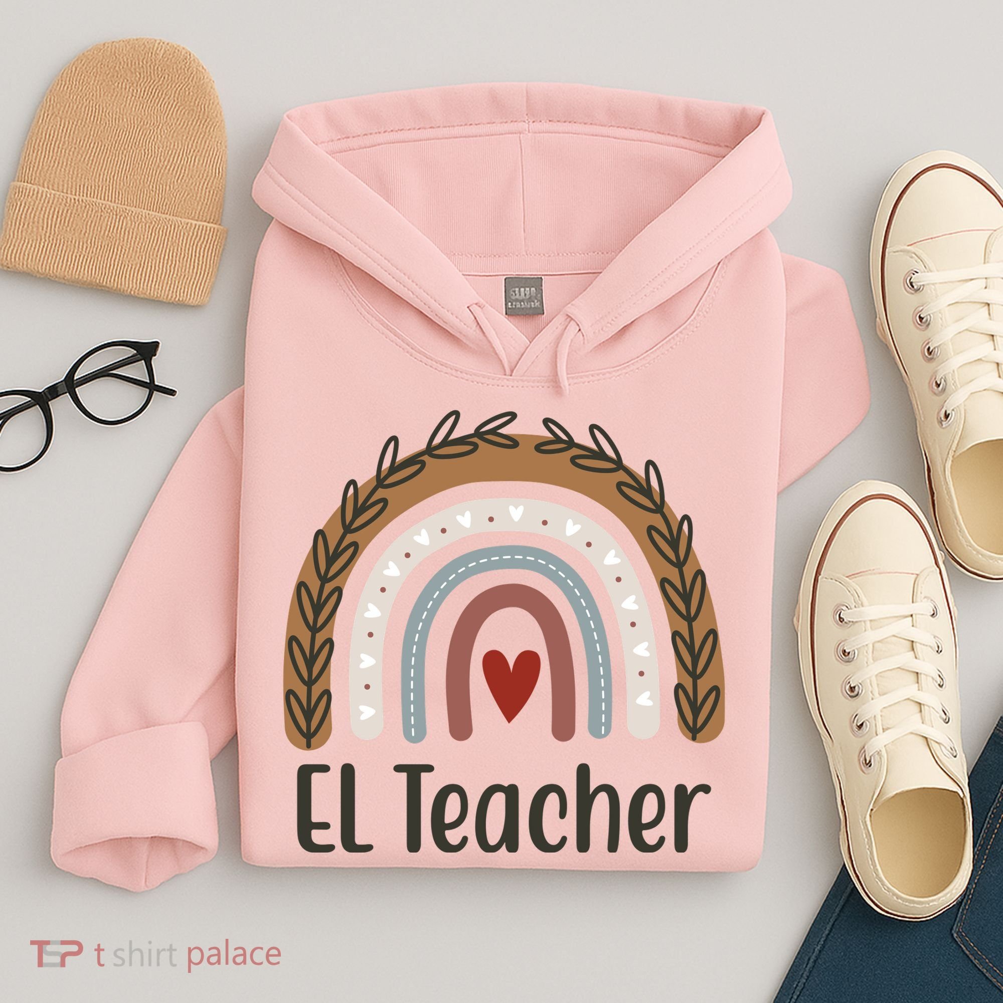 El Teacher Rainbow Heart Hoodie