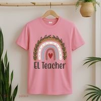 El Teacher Rainbow Heart T-Shirt thumb 2