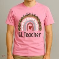 El Teacher Rainbow Heart T-Shirt thumb 3