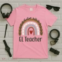 El Teacher Rainbow Heart T-Shirt thumb 5