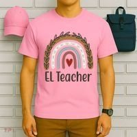 El Teacher Rainbow Heart T-Shirt thumb 6