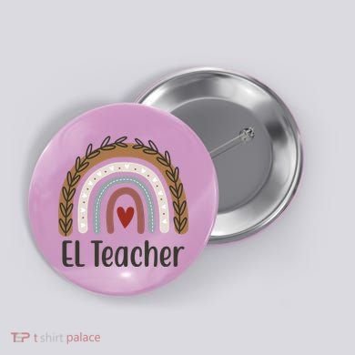 El Teacher Rainbow Heart Button