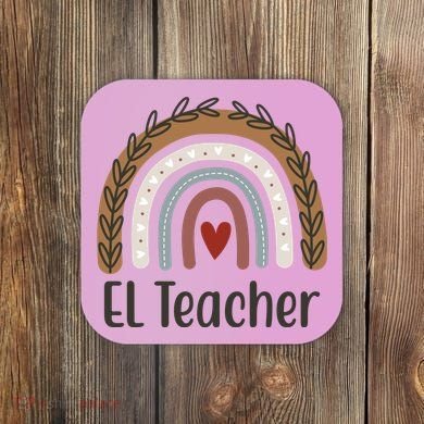 El Teacher Rainbow Heart Coaster