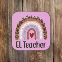 El Teacher Rainbow Heart Coaster thumb 0