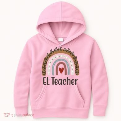 El Teacher Rainbow Heart Kids Hoodie