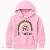 El Teacher Rainbow Heart Kids Hoodie thumb 0