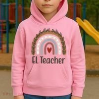 El Teacher Rainbow Heart Kids Hoodie thumb 2