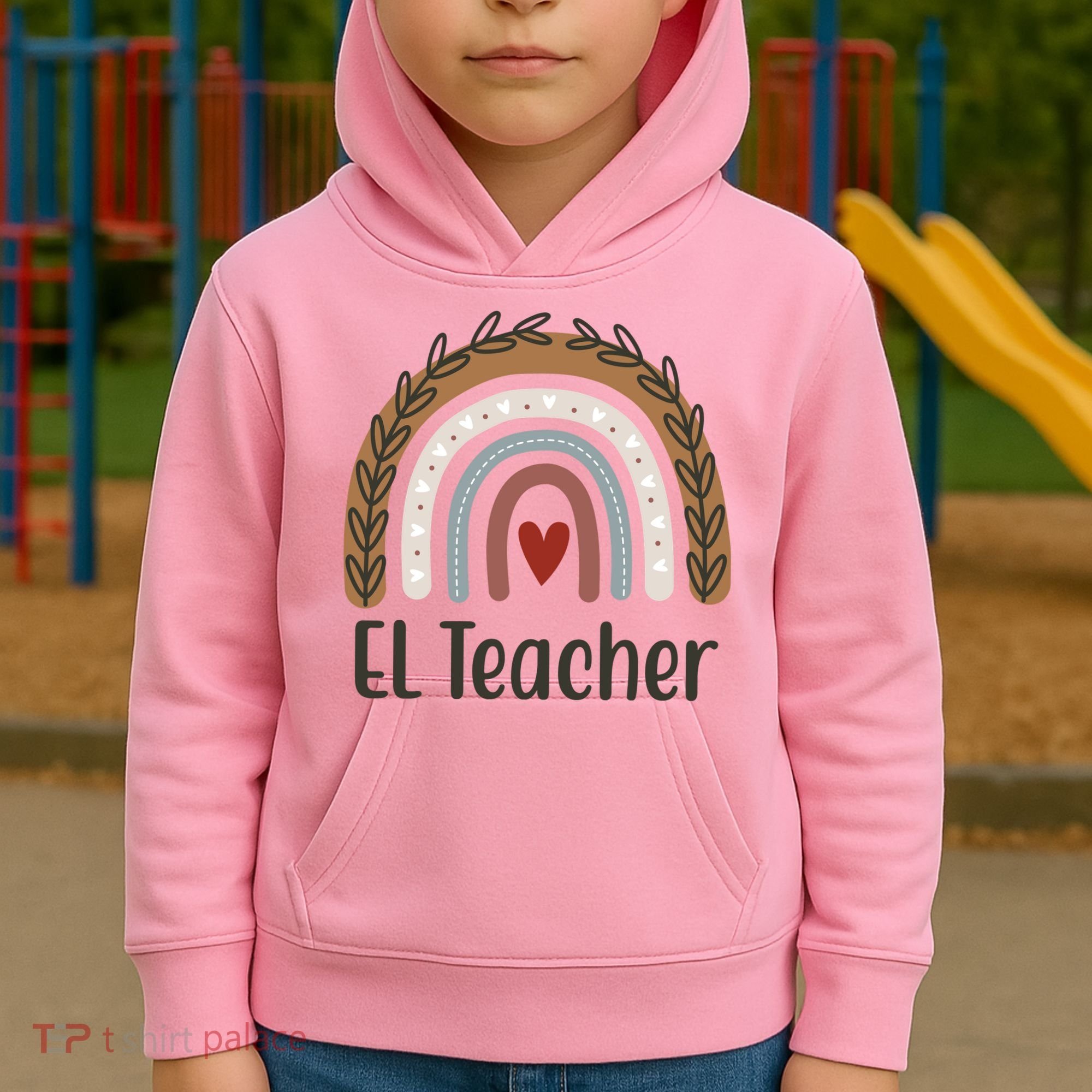 El Teacher Rainbow Heart Kids Hoodie