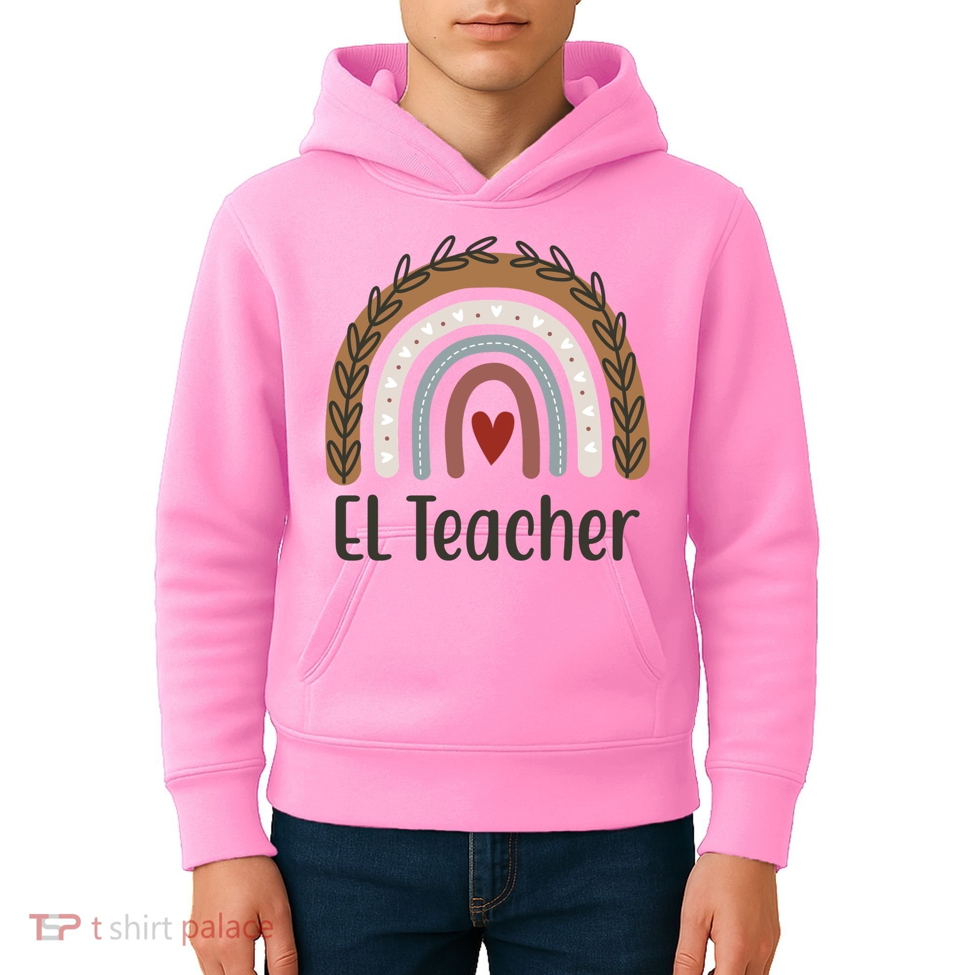 El Teacher Rainbow Heart Kids Hoodie