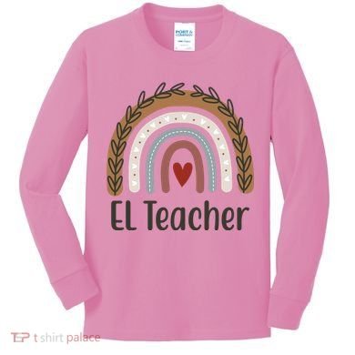El Teacher Rainbow Heart Kids Long Sleeve Shirt