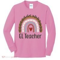 El Teacher Rainbow Heart Kids Long Sleeve Shirt thumb 0