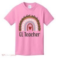 El Teacher Rainbow Heart Kids T-Shirt thumb 0