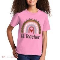 El Teacher Rainbow Heart Kids T-Shirt thumb 2