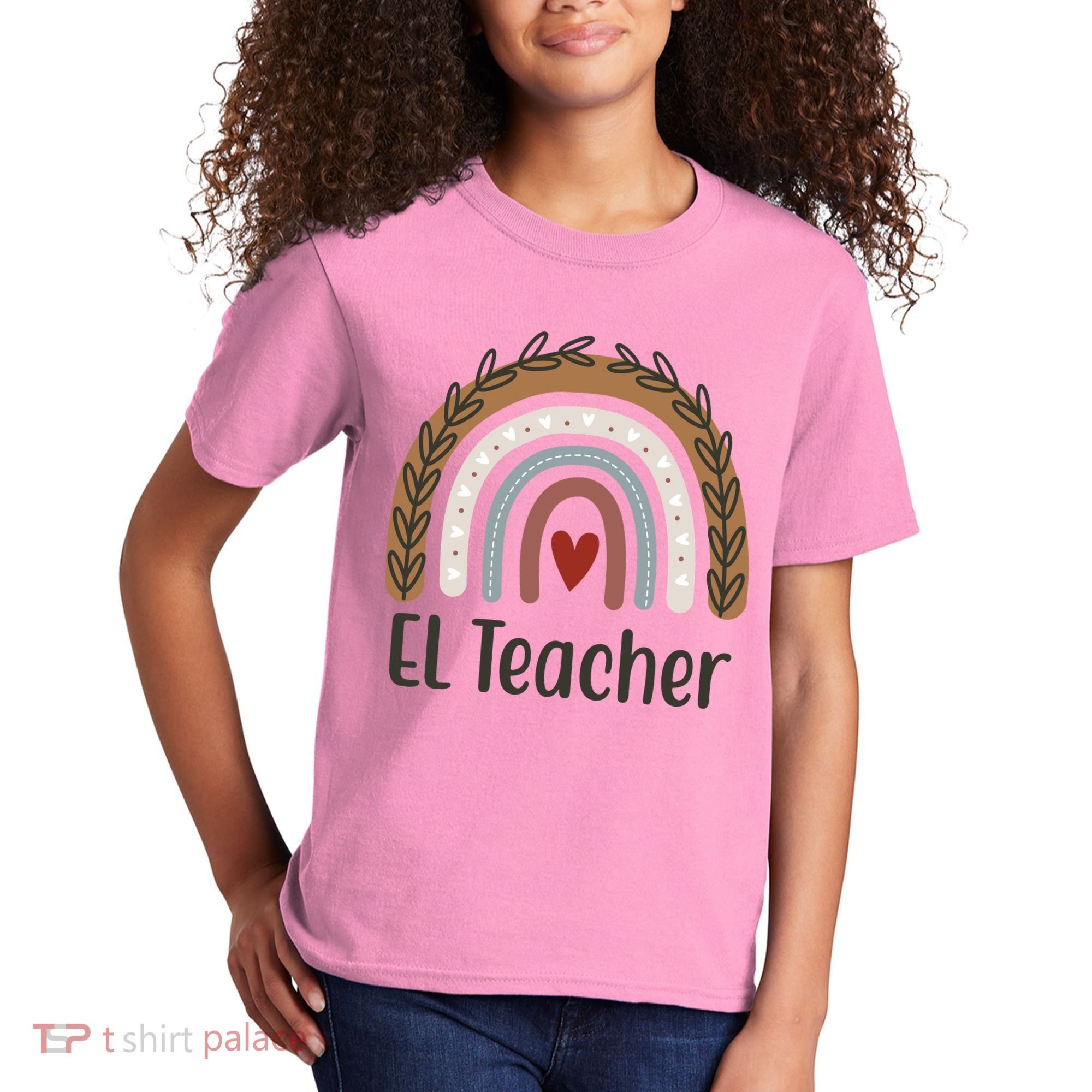 El Teacher Rainbow Heart Kids T-Shirt