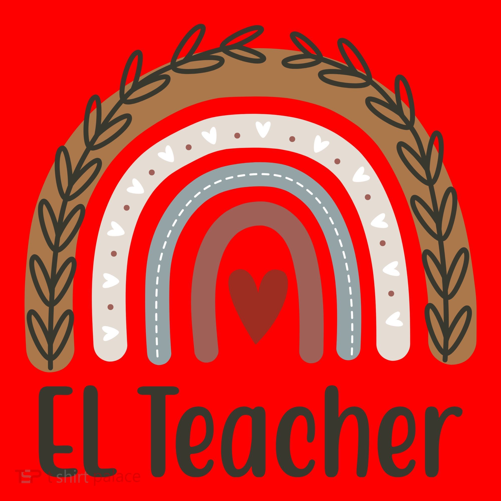 El Teacher Rainbow Heart Santa Hat