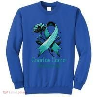 Elegant Teal Ribbon For Ovarian Cancer Awareness Cute Gift Sweatshirt thumb 0
