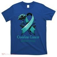 Elegant Teal Ribbon For Ovarian Cancer Awareness Cute Gift T-Shirt thumb 0