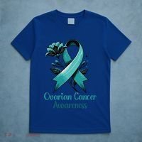 Elegant Teal Ribbon For Ovarian Cancer Awareness Cute Gift T-Shirt thumb 5