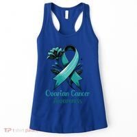 Elegant Teal Ribbon For Ovarian Cancer Awareness Cute Gift Women's Tank Top thumb 0