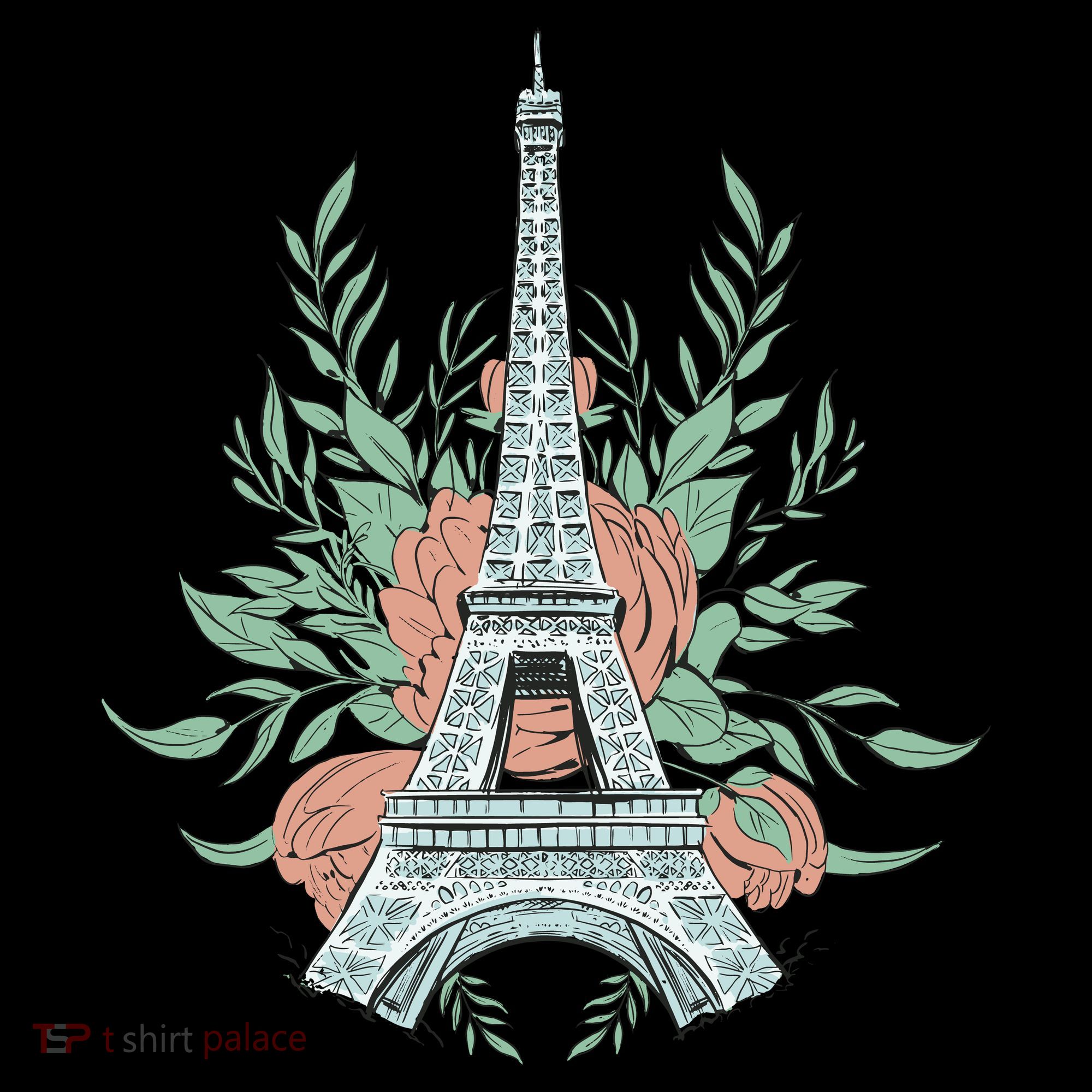 Eiffel Tower Rose Floral Backpack
