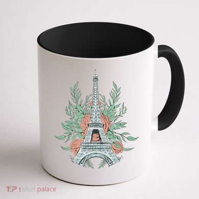 Eiffel Tower Rose Floral Coffee Mug back