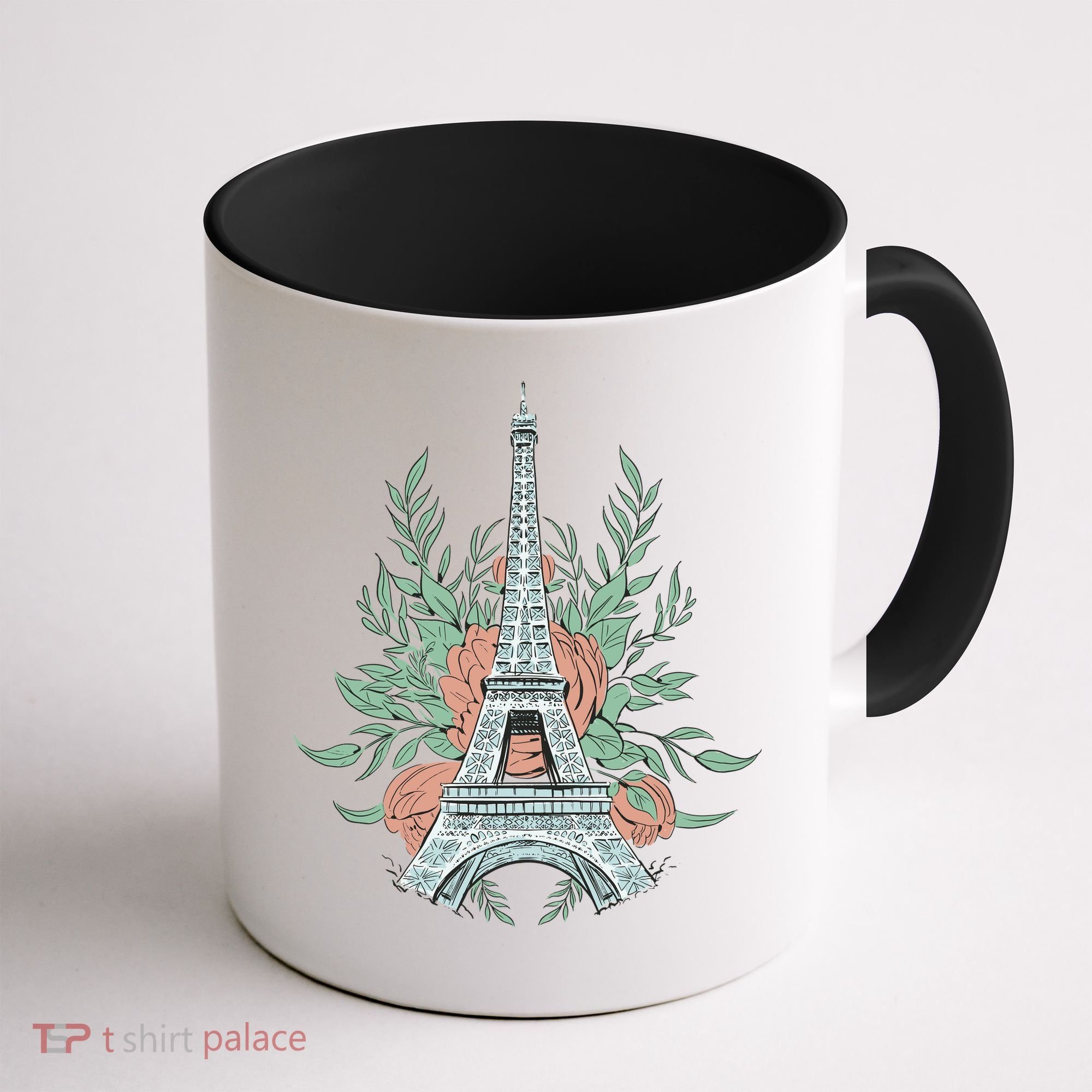 Eiffel Tower Rose Floral Coffee Mug
