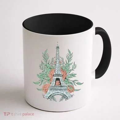 Eiffel Tower Rose Floral Coffee Mug back