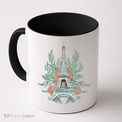 Eiffel Tower Rose Floral Coffee Mug
