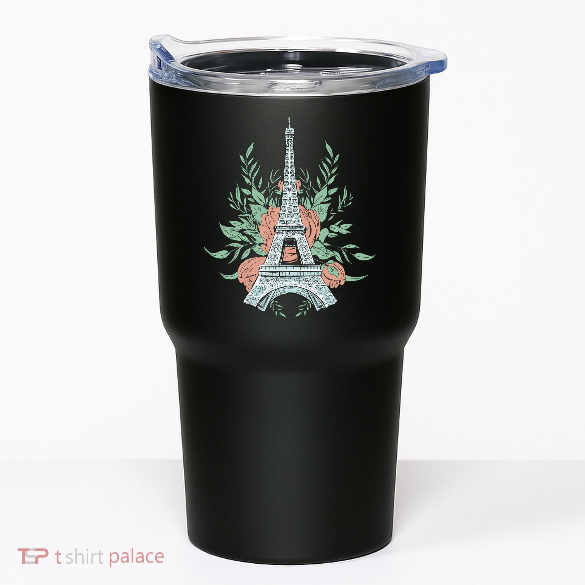 Eiffel Tower Rose Floral Tumbler