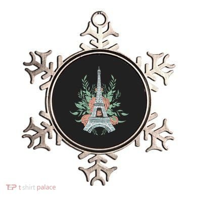 Eiffel Tower Rose Floral Ornament