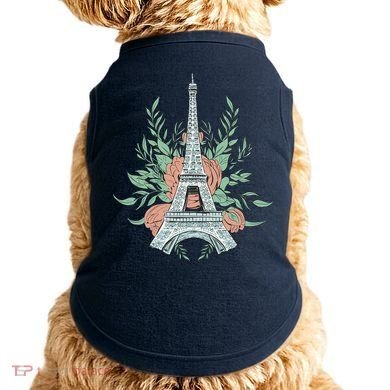 Eiffel Tower Rose Floral Doggie Tank