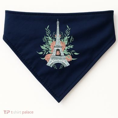 Eiffel Tower Rose Floral USA-Made Doggie Bandana
