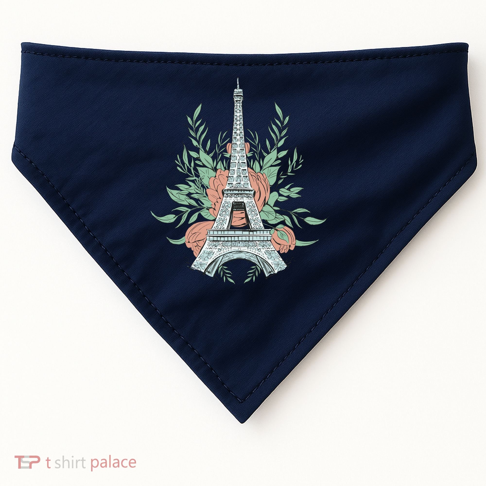 Eiffel Tower Rose Floral USA-Made Doggie Bandana