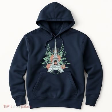 Eiffel Tower Rose Floral Hoodie