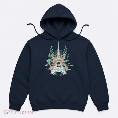 Eiffel Tower Rose Floral Hoodie