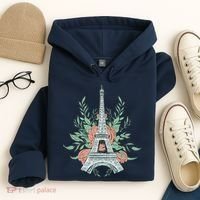 Eiffel Tower Rose Floral Hoodie thumb 4