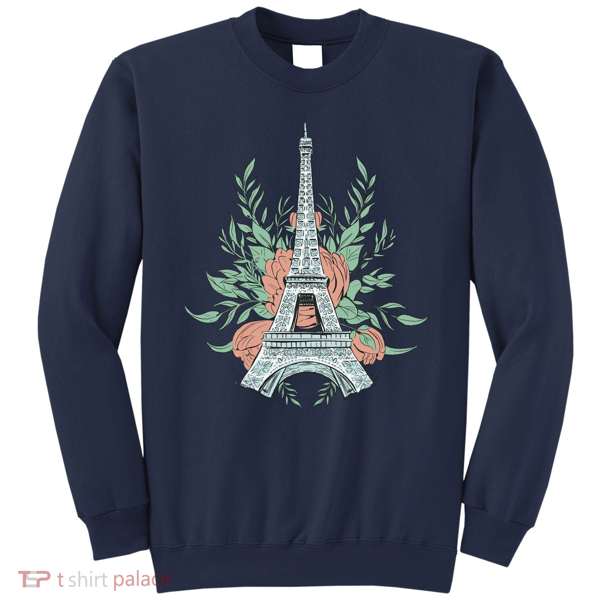Eiffel Tower Rose Floral Sweatshirt