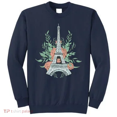 Eiffel Tower Rose Floral Sweatshirt