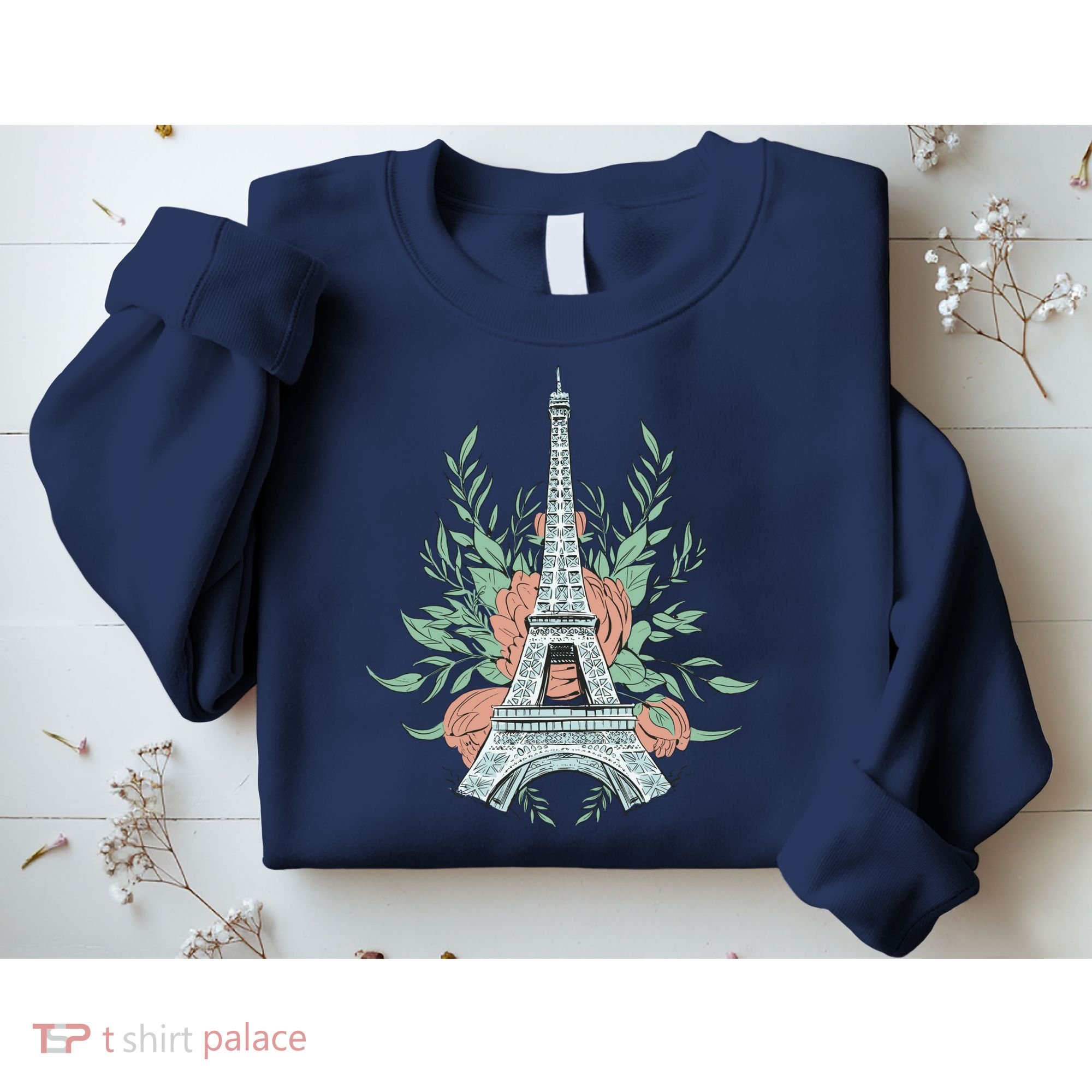 Eiffel Tower Rose Floral Sweatshirt