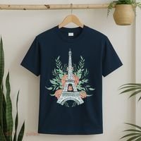 Eiffel Tower Rose Floral T-Shirt thumb 2
