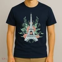Eiffel Tower Rose Floral T-Shirt thumb 3