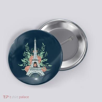 Eiffel Tower Rose Floral Button