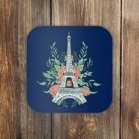 Eiffel Tower Rose Floral Coaster thumb 0