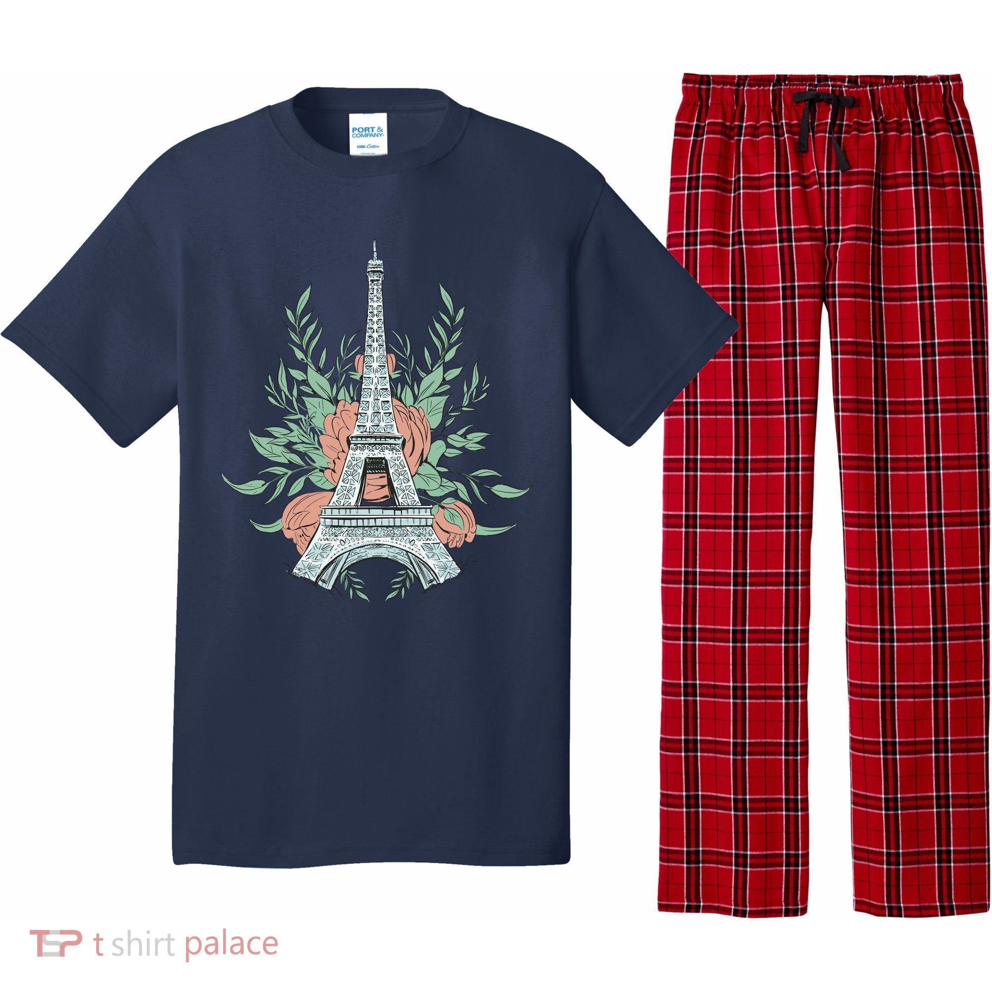 Eiffel Tower Rose Floral Pajama Set