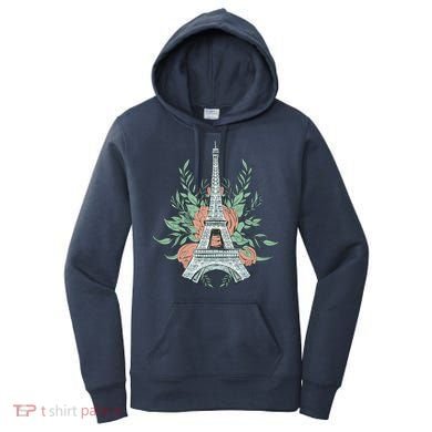 Eiffel Tower Rose Floral Women's Hoodie