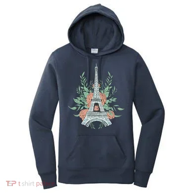 Eiffel Tower Rose Floral Women's Hoodie