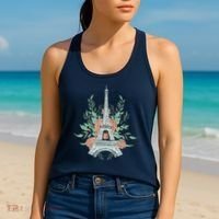 Eiffel Tower Rose Floral Women's Tank Top thumb 2