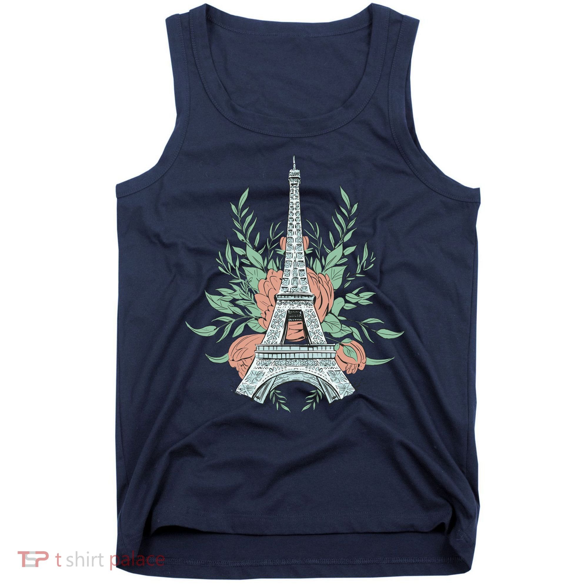 Eiffel Tower Rose Floral Tank Top