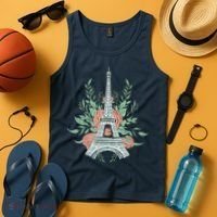 Eiffel Tower Rose Floral Tank Top thumb 4