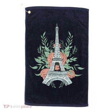 Eiffel Tower Rose Floral Golf Towel